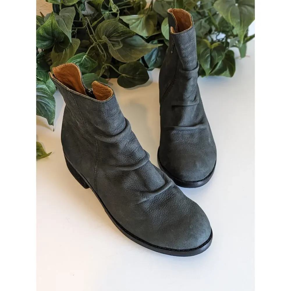 Joe's Ankle Boots Justice Leather Slouchy Boho Western Dark Gray Size 8.5